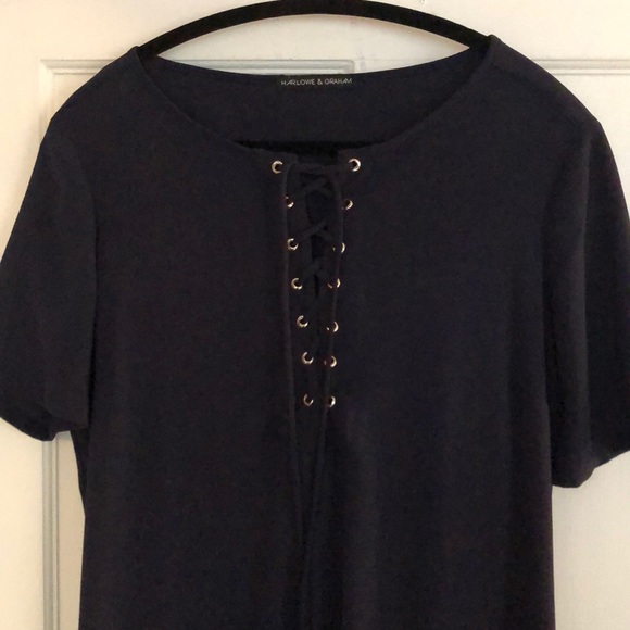 Harlowe & Graham Navy Lace Up Dress - Picture 6 of 10